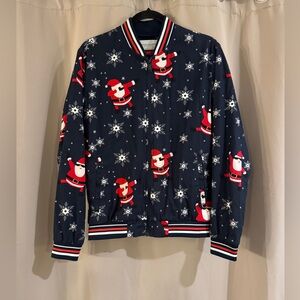Denim & Flower Navy Jacket with Santa  Accents